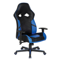 OSP Home Furnishings VPR25-BL Vapor Gaming Chair in Black Faux Leather with Blue Accents